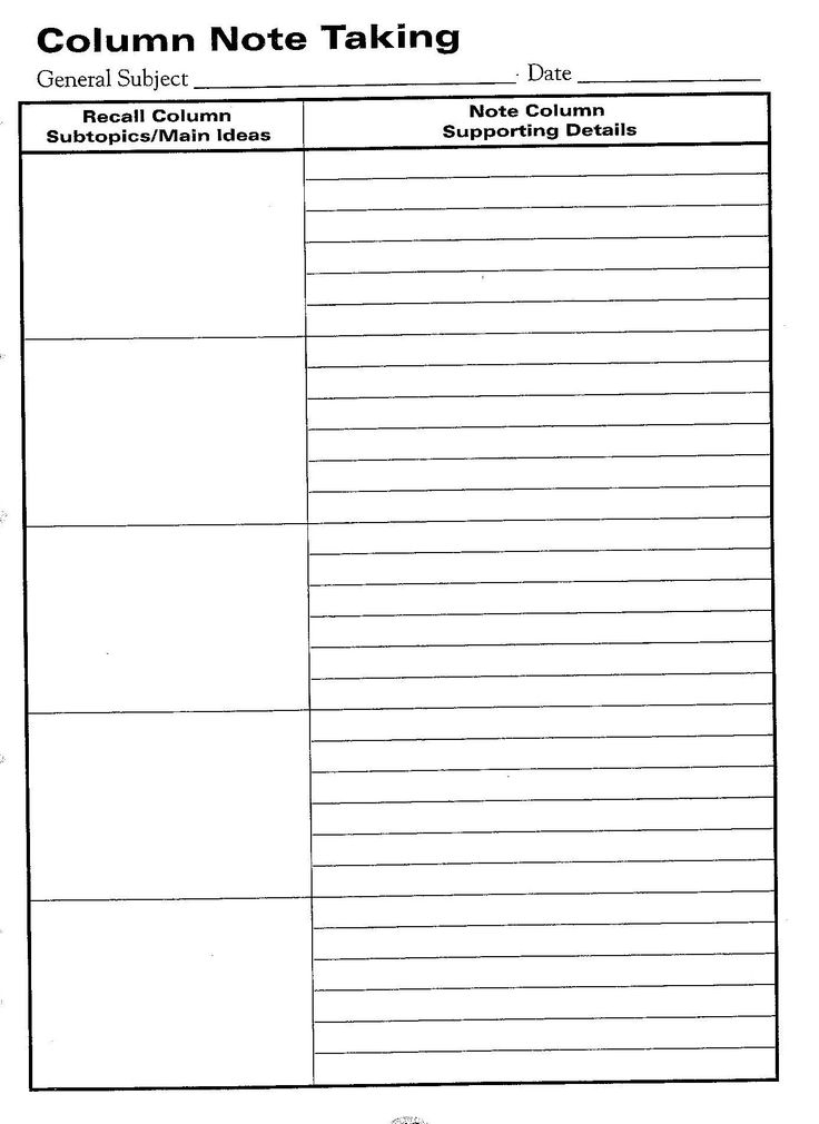 5 Best Images Of Free Printable Note Taking Templates Note Taking 