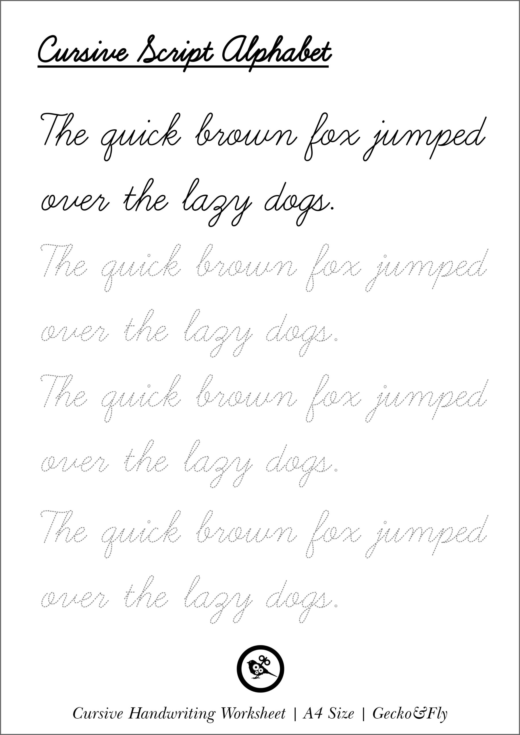 cursive penmanship worksheets