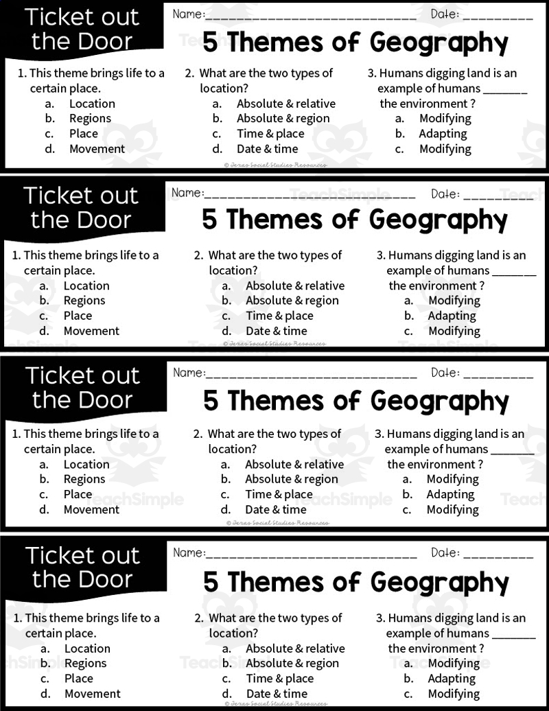 5 Themes Of Geography Reading Packet Worksheets Library