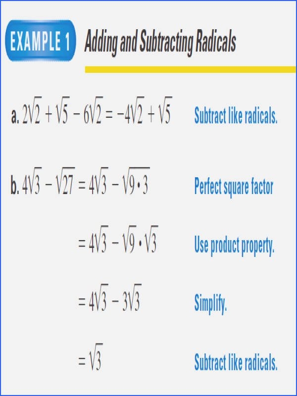 50 Adding And Subtracting Radicals Worksheet