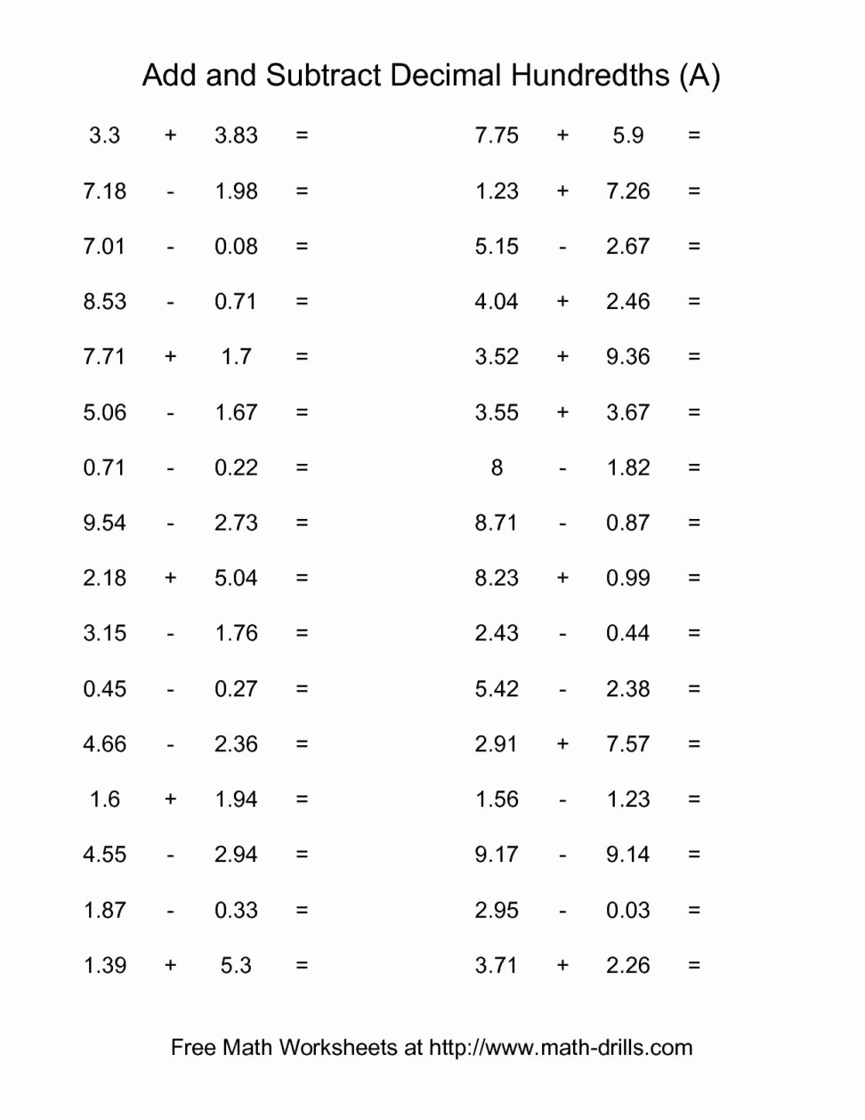 50 Adding Decimals Worksheet Pdf Chessmuseum Template Library