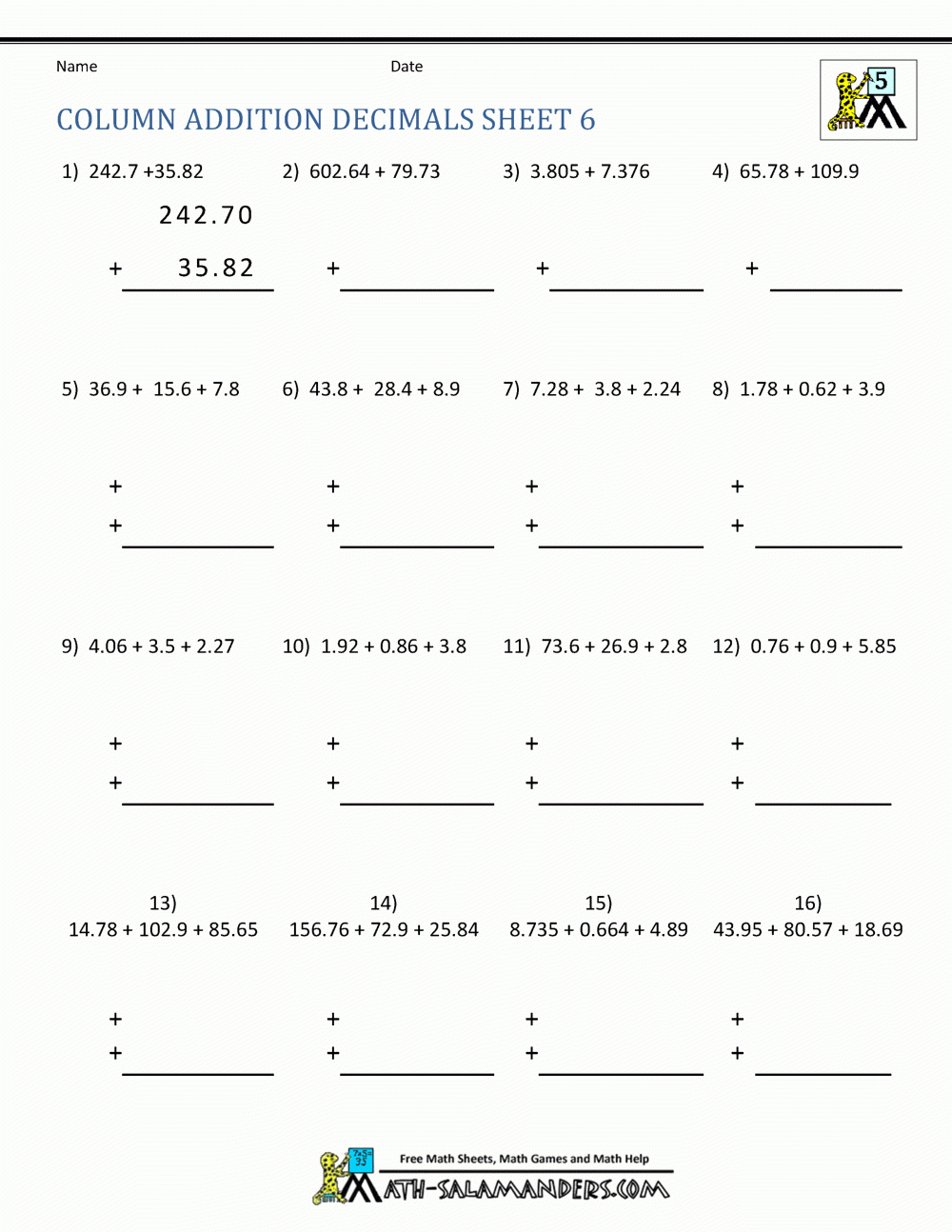 50 Adding Decimals Worksheet Pdf Chessmuseum Template Library