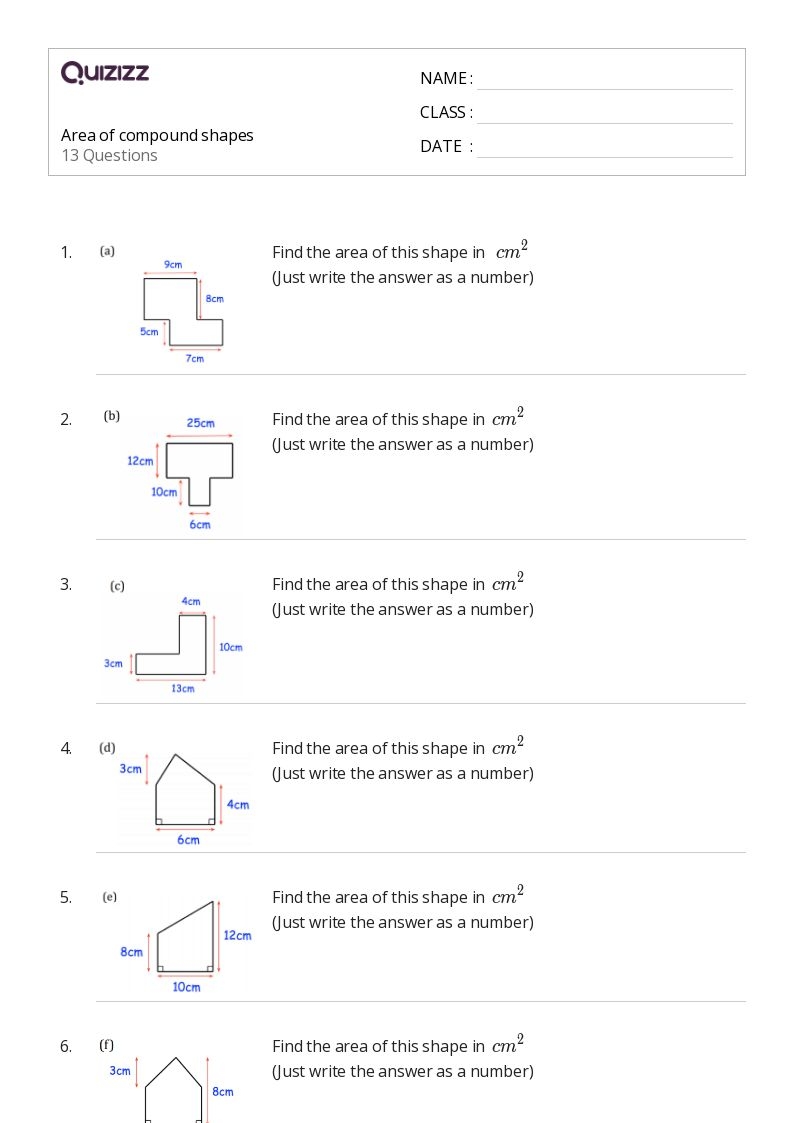 50 Area Of Compound Shapes Worksheets For 8th Year On Quizizz