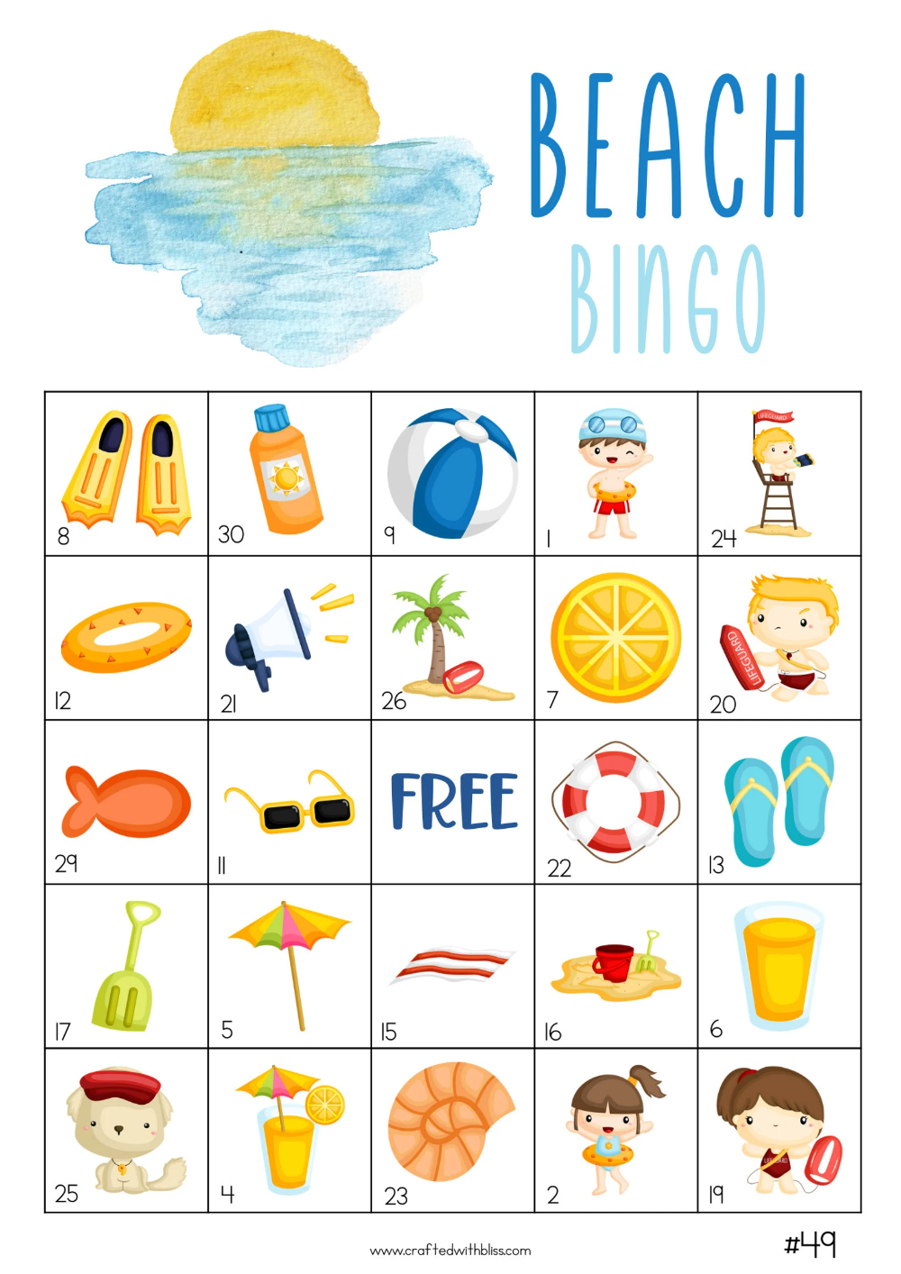 50 Beach Bingo Cards Classroom Game Bingo Game Beach Party Game Work