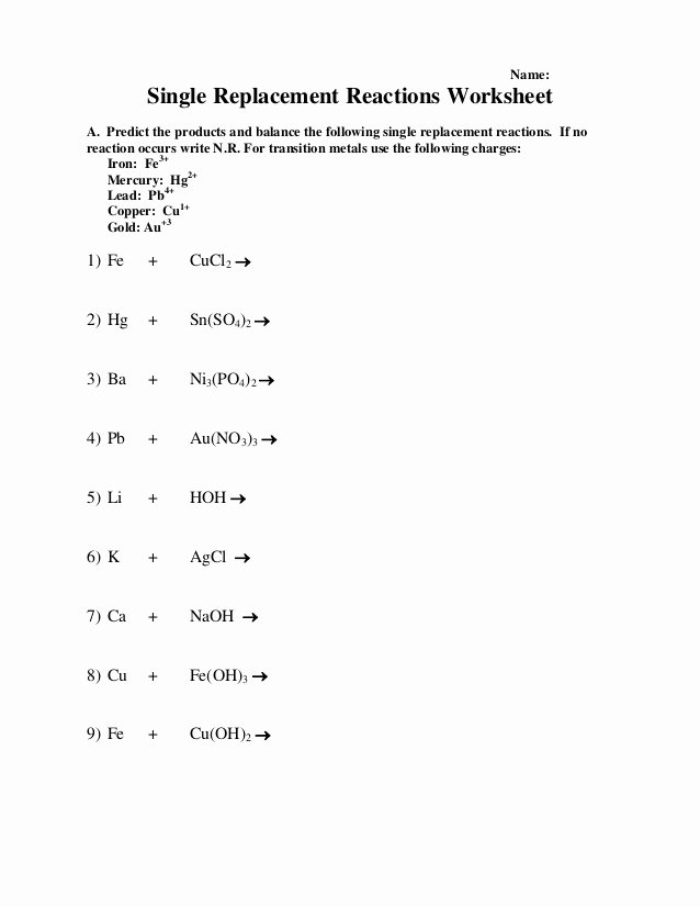 50 Double Replacement Reaction Worksheet
