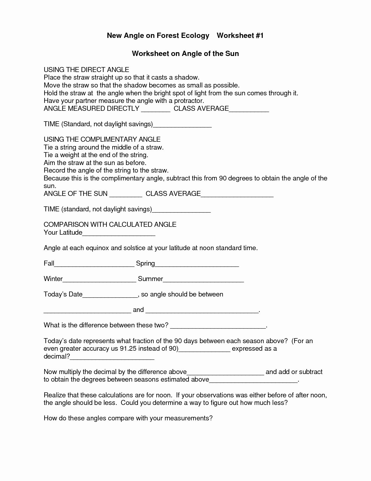 ecological relationships worksheet