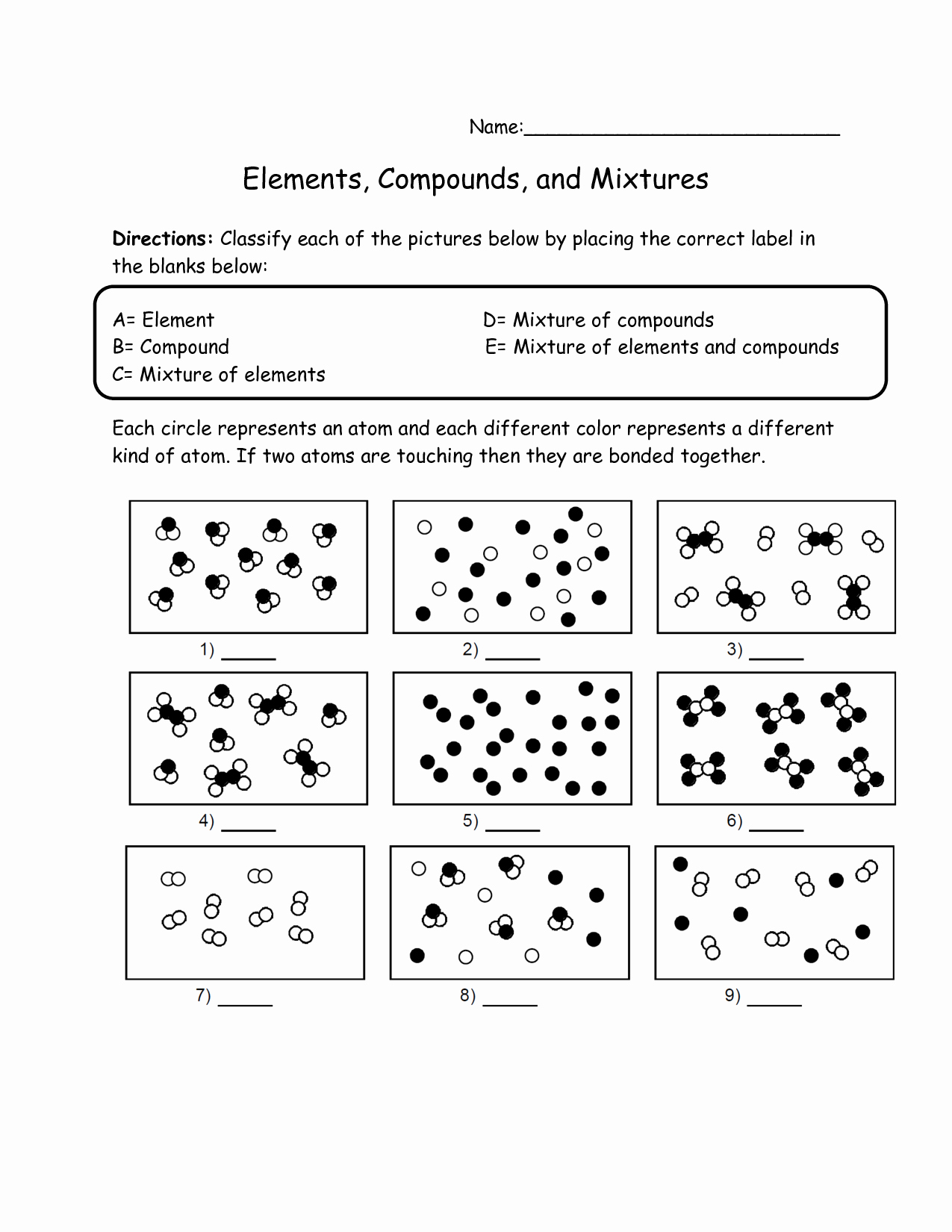 50 Element Compound Mixture Worksheet