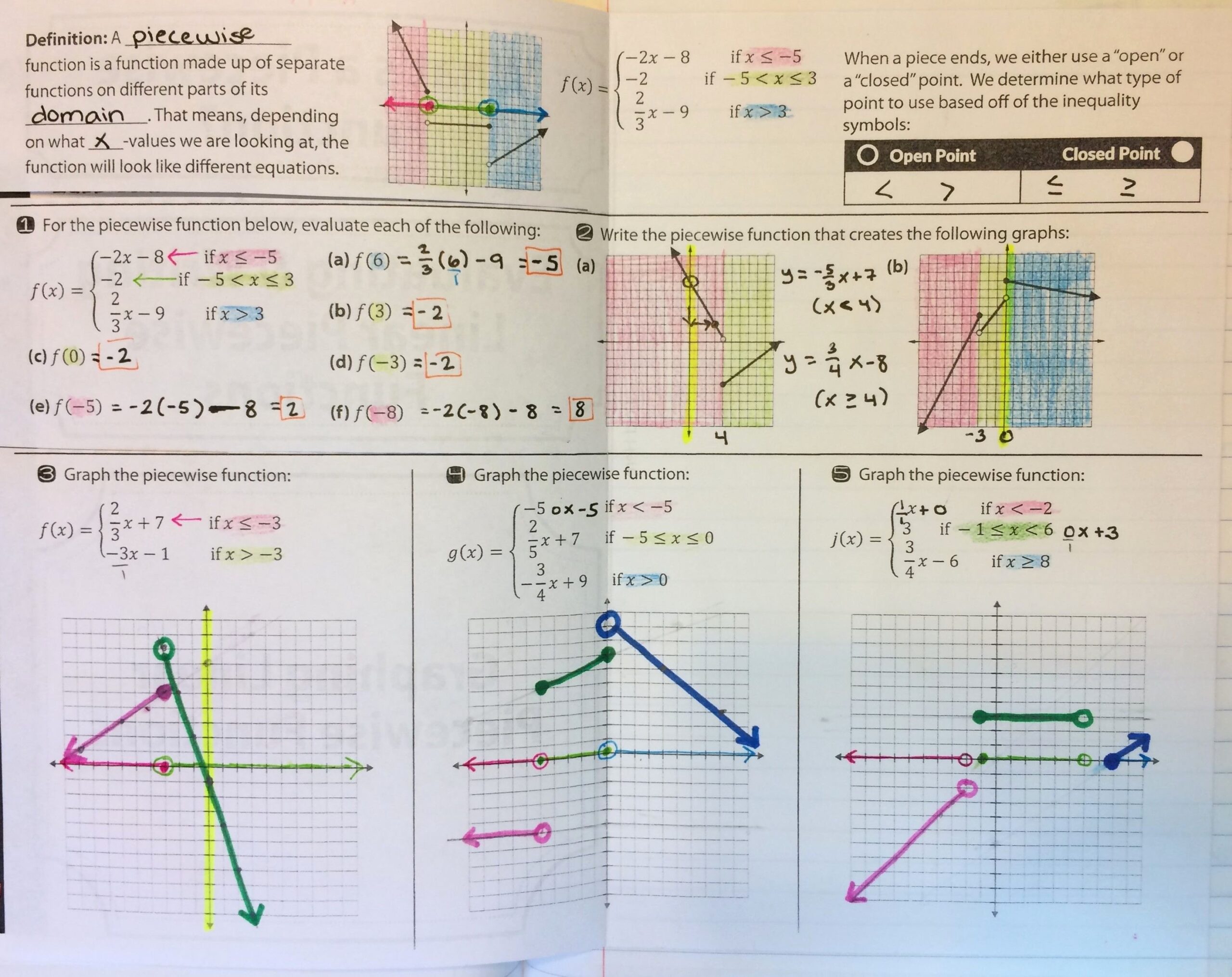 50 Evaluating Piecewise Functions Worksheet