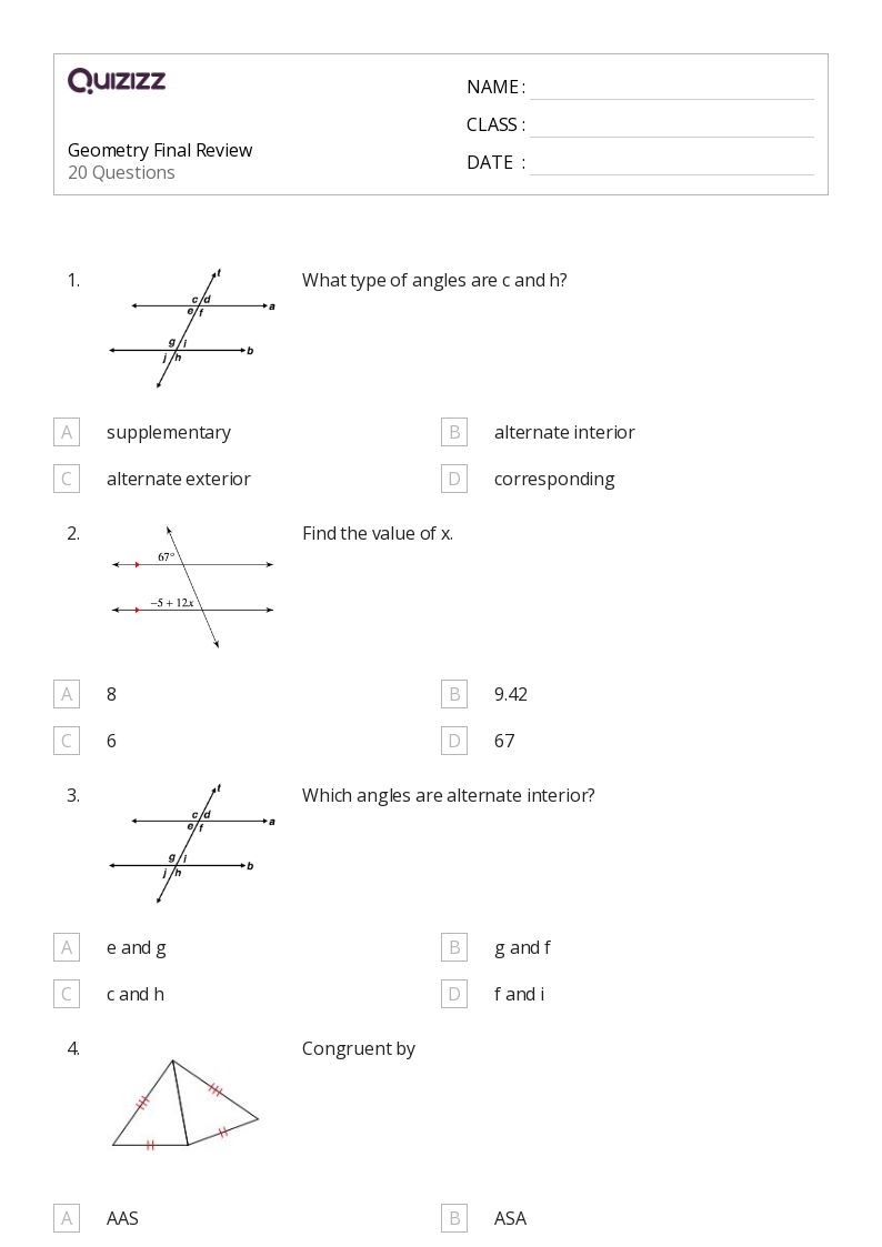 9th grade geometry worksheets
