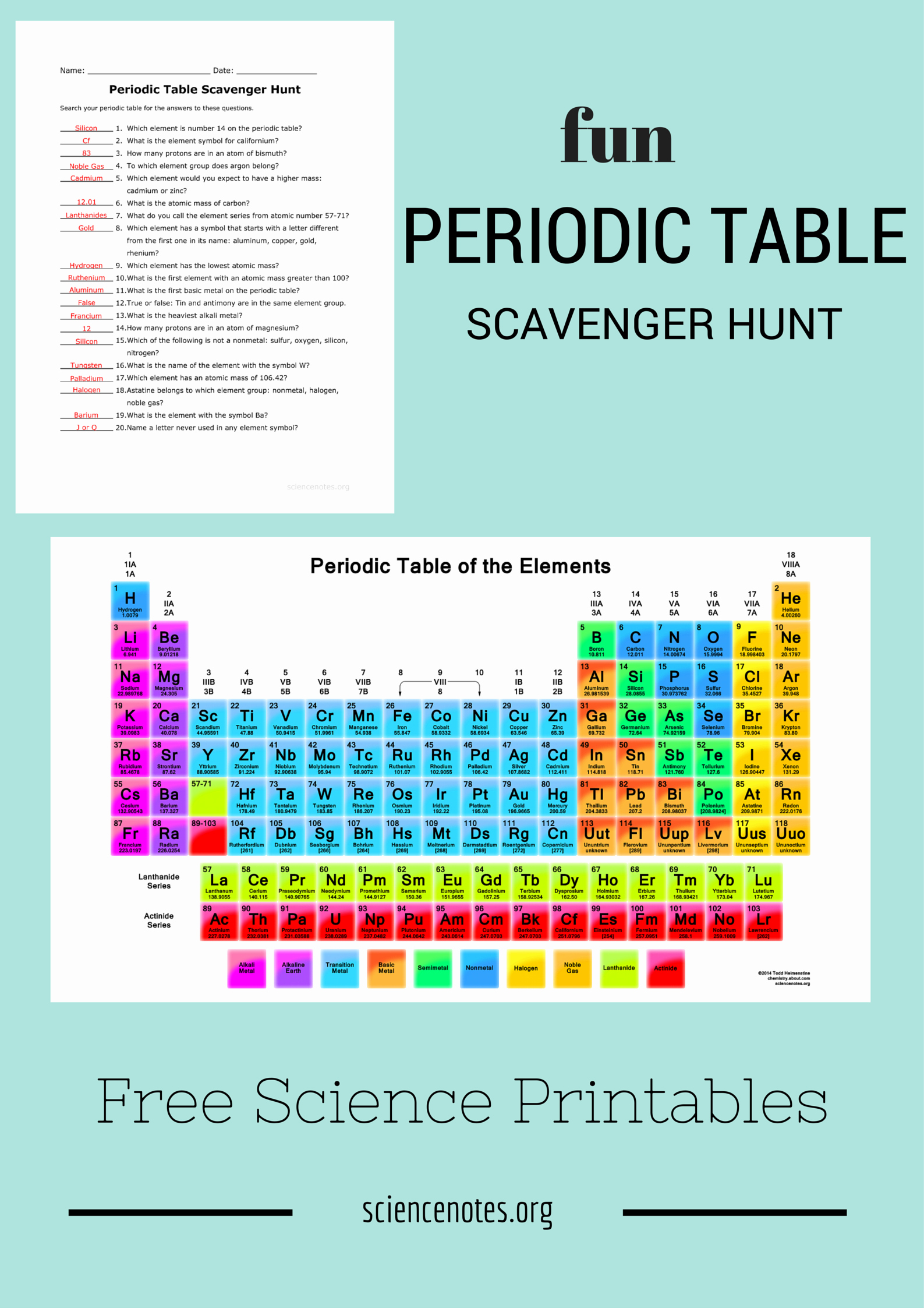 50 Hunting The Elements Worksheet
