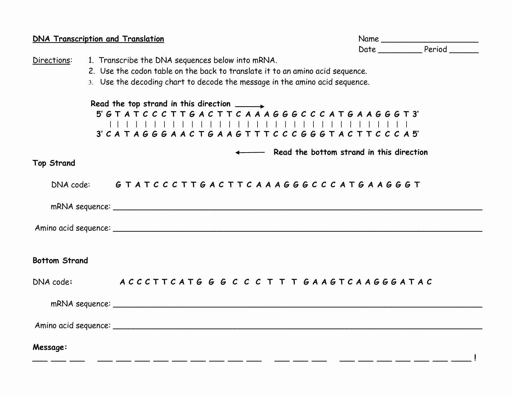 answer key to protein synthesis worksheet