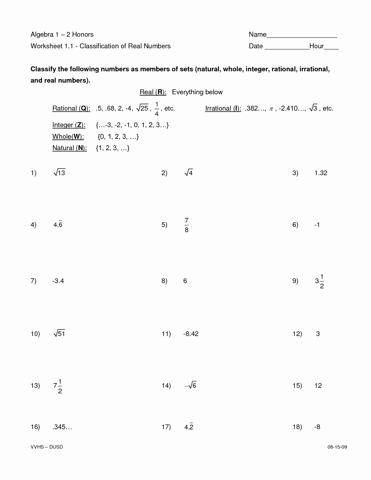 50 Rational Irrational Numbers Worksheet Chessmuseum Template Library