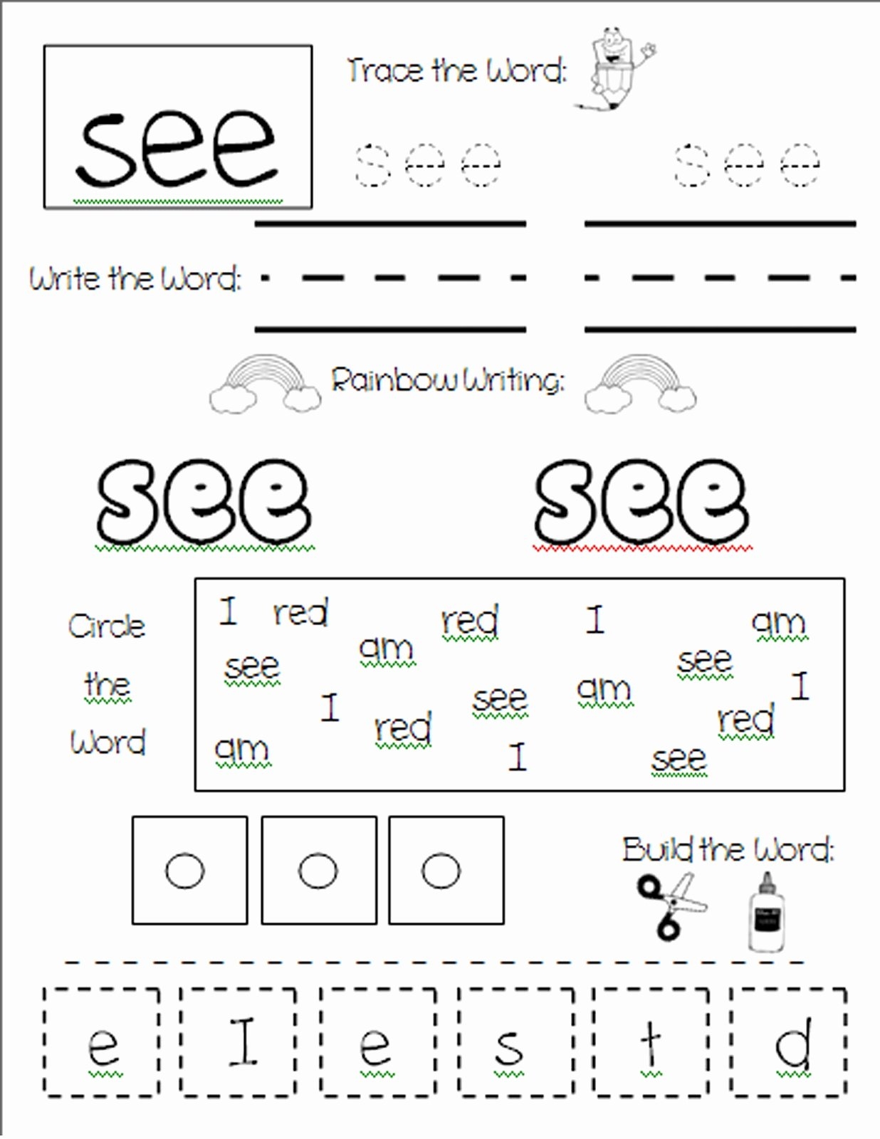 the sight word worksheet