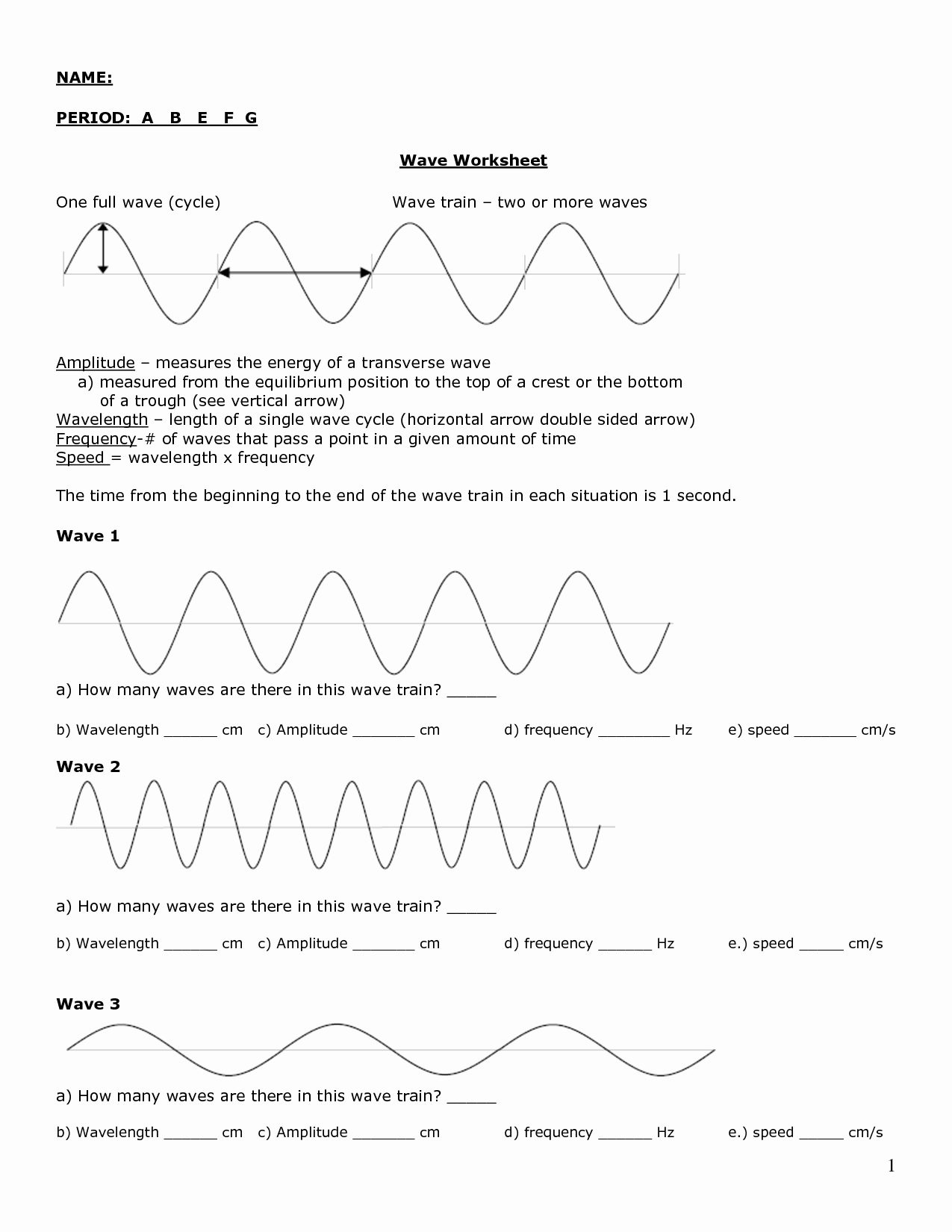 50 Wave Worksheet Answer Key