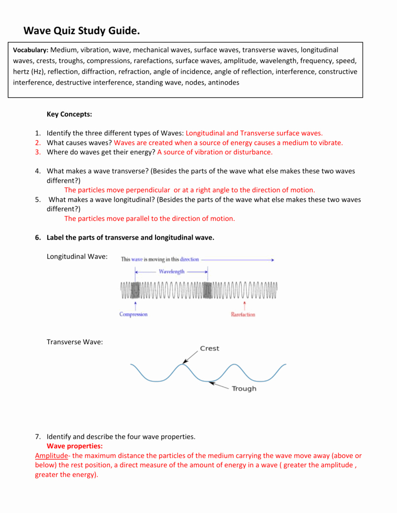 50 Wave Worksheet Answer Key