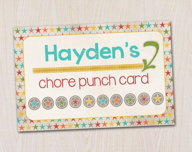 printable chore punch cards