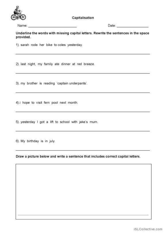6 Capitalisation English ESL Worksheets Pdf Doc