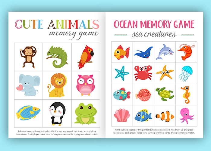 6 Cute Printable Memory Games For Kids