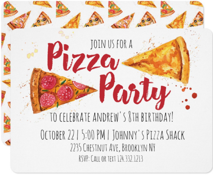 blank pizza party invitation template