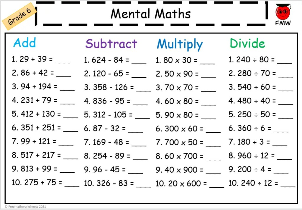6th Grade Common Core Math Worksheets Worksheets Library