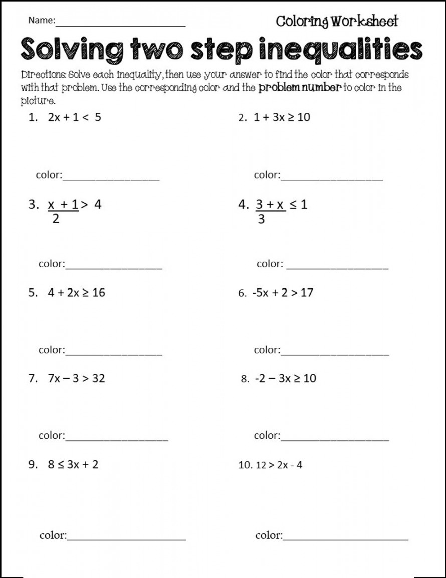6th Grade Math Inequalities Worksheet Pdf Printable PDF Template