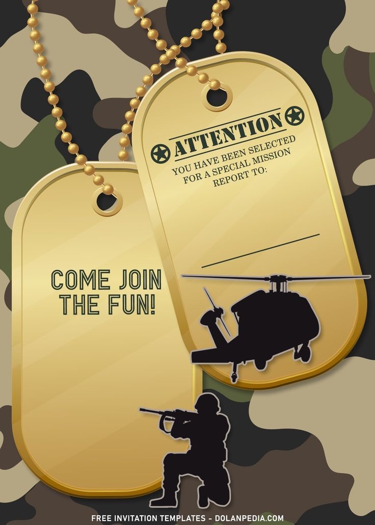 7 Soldier Boy Army Themed Birthday Invitation Templates Birthday 