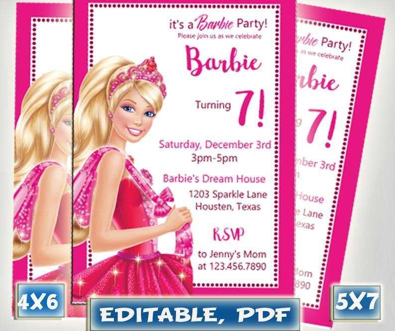 72 Report Barbie Invitation Template Blank PSD File For Barbie