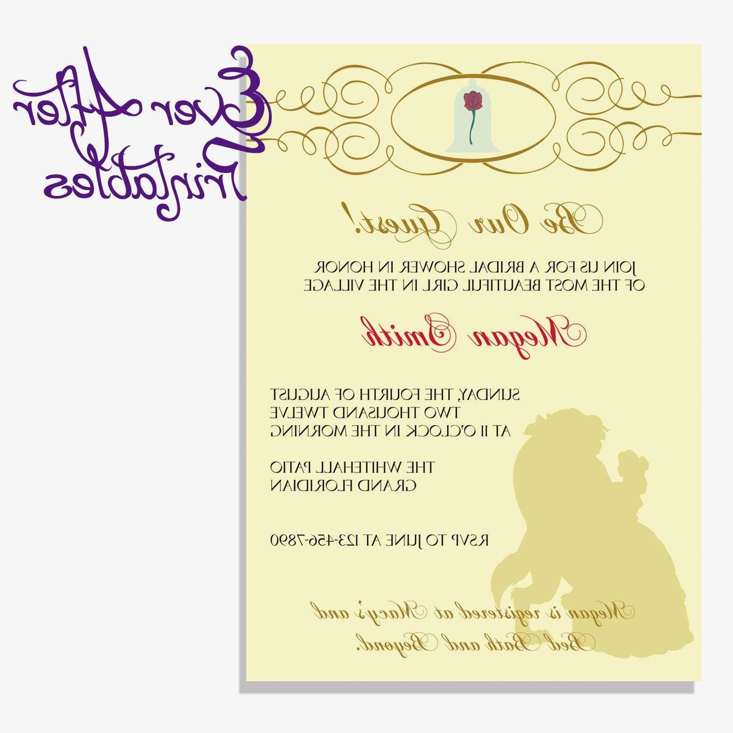 82 Free Printable Beauty And The Beast Wedding Invitation Template Free