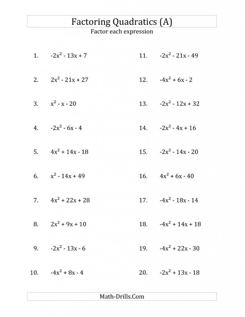8th grade algebra worksheets