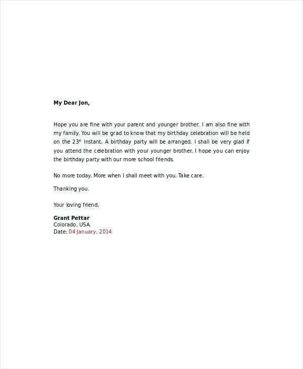 99 Visiting Birthday Party Invitation Letter Template Layouts For 