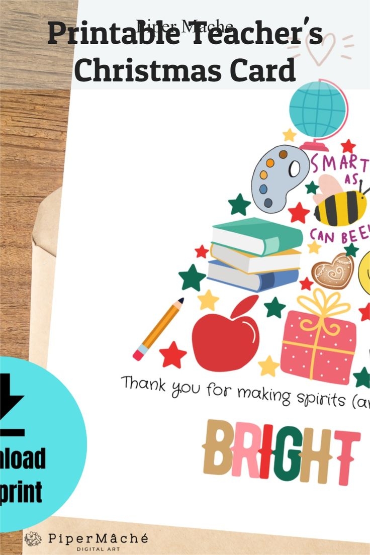 printable christmas card for teacher