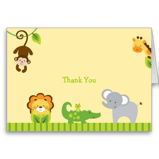 A Thank Card With Animals And Giraffes