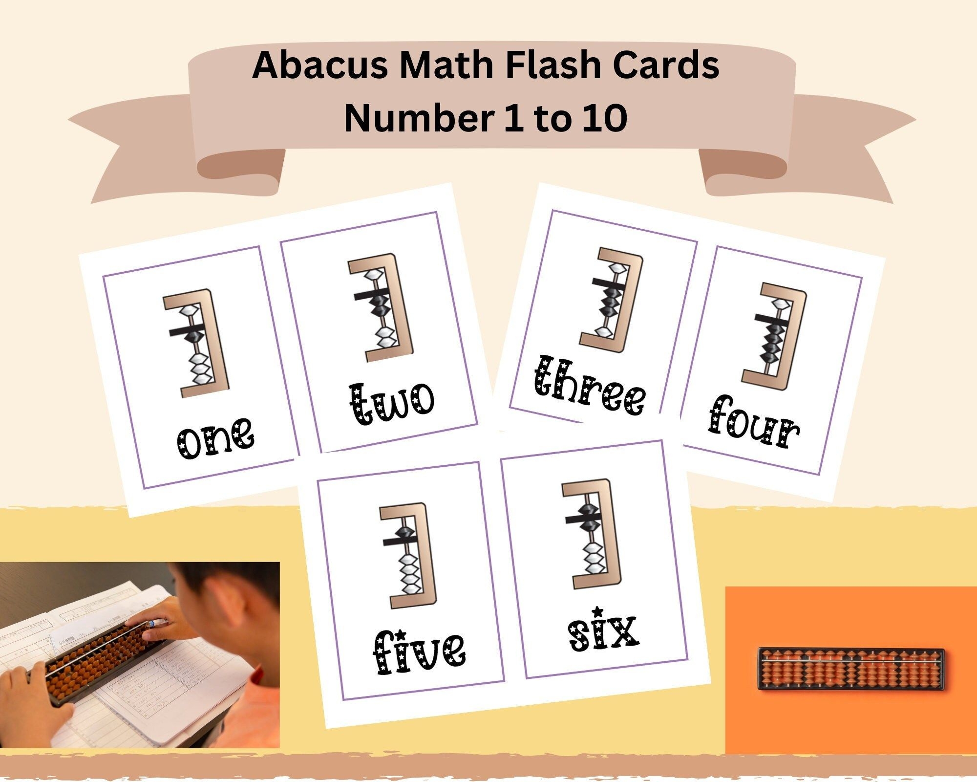 Abacus Soroban Counting Flash Cards Printable Math Activity Early