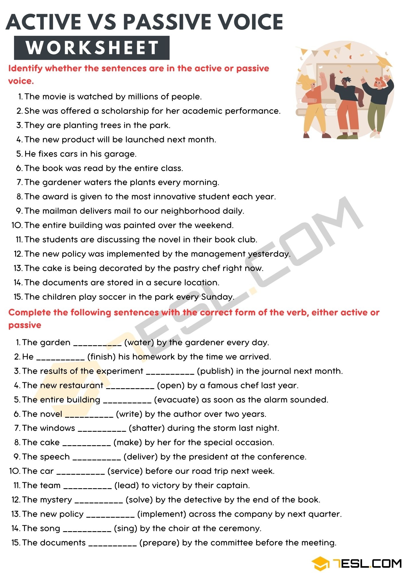 active and passive voice worksheet