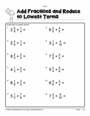 Add Mixed Number Fractions 1 Worksheets