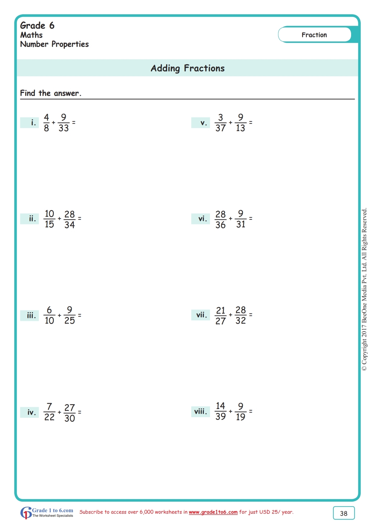Adding And Subtracting Fractions Printable Worksheets The 