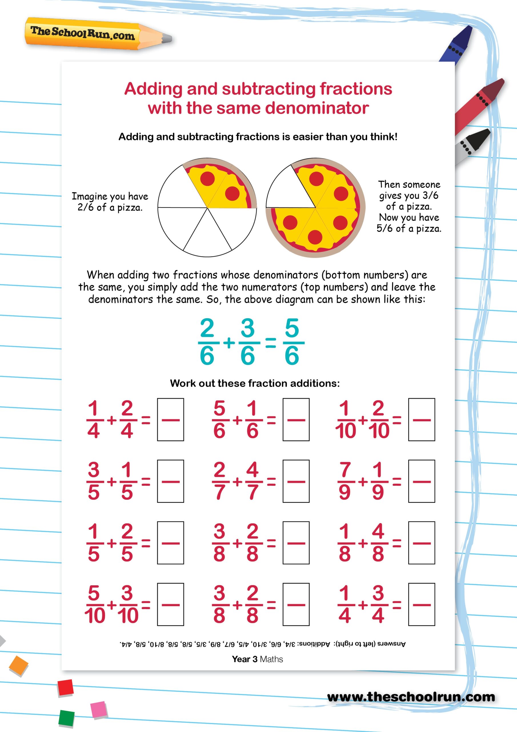 Adding And Subtracting Fractions Worksheet Worksheets Library