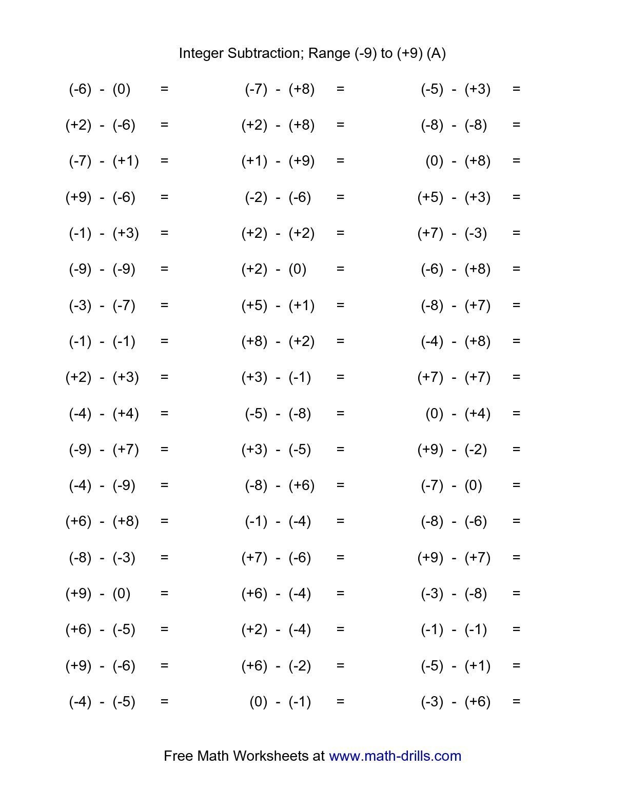 Adding And Subtracting Negative Numbers Worksheets Web Here Are The