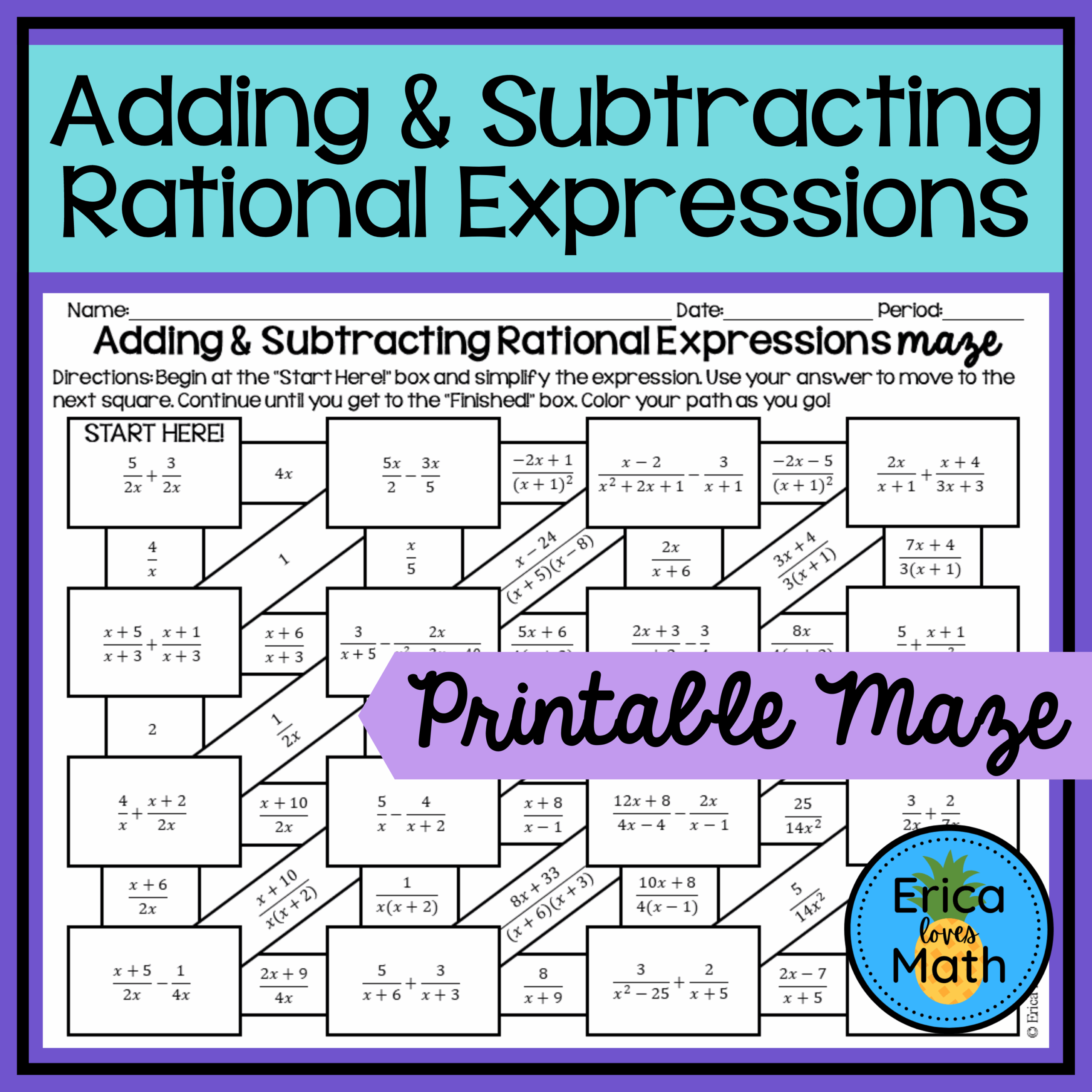 adding subtracting rational expressions worksheet