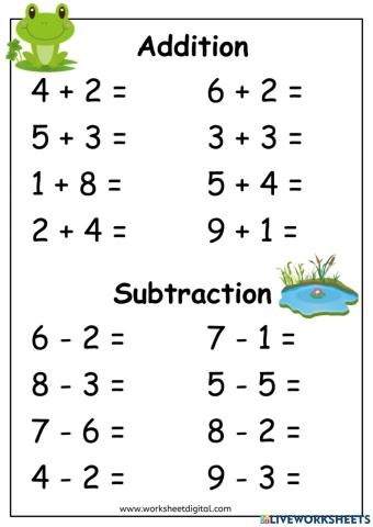 Addition And Subtraction Worksheet Kindergarten Worksheet Live 