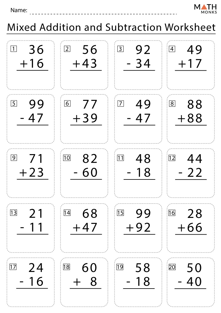 Addition And Subtraction Worksheets Subtract And Check Your Answer By 