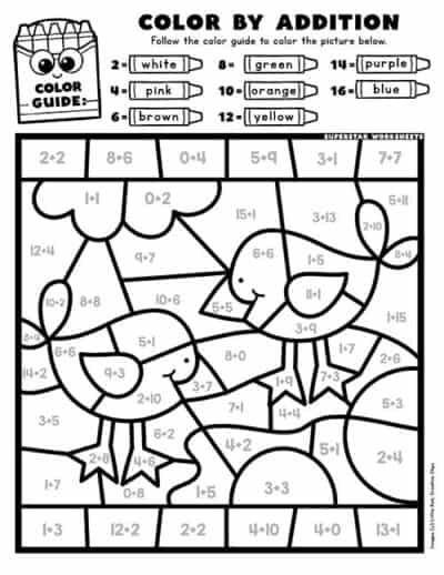 color by number worksheets math