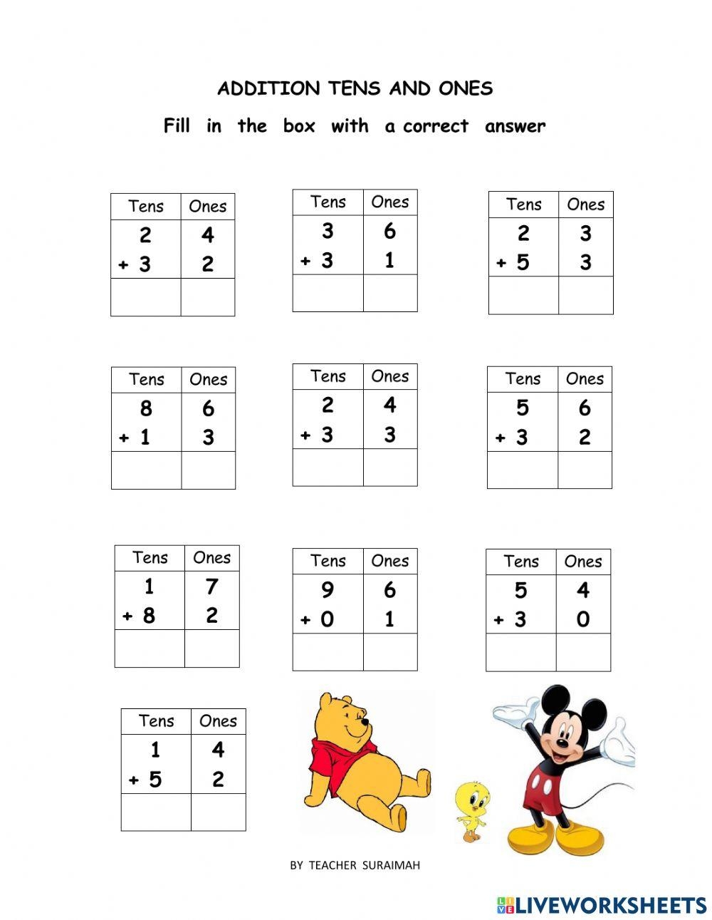 tens ones worksheet