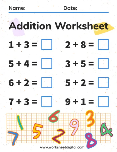 additions worksheet
