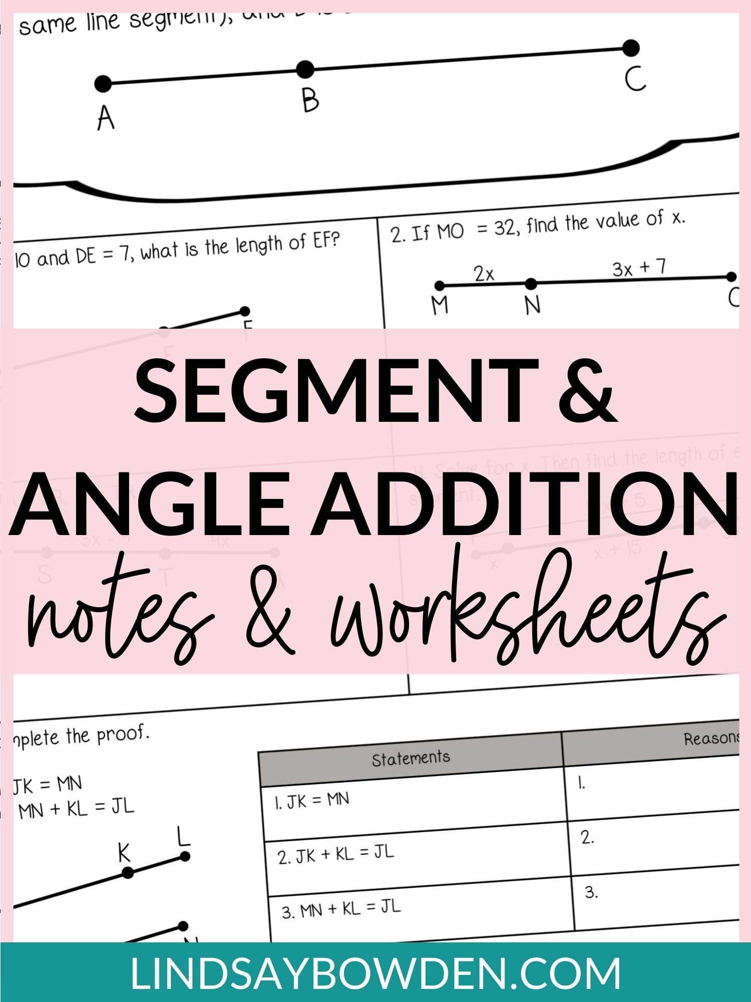 line segment addition worksheet