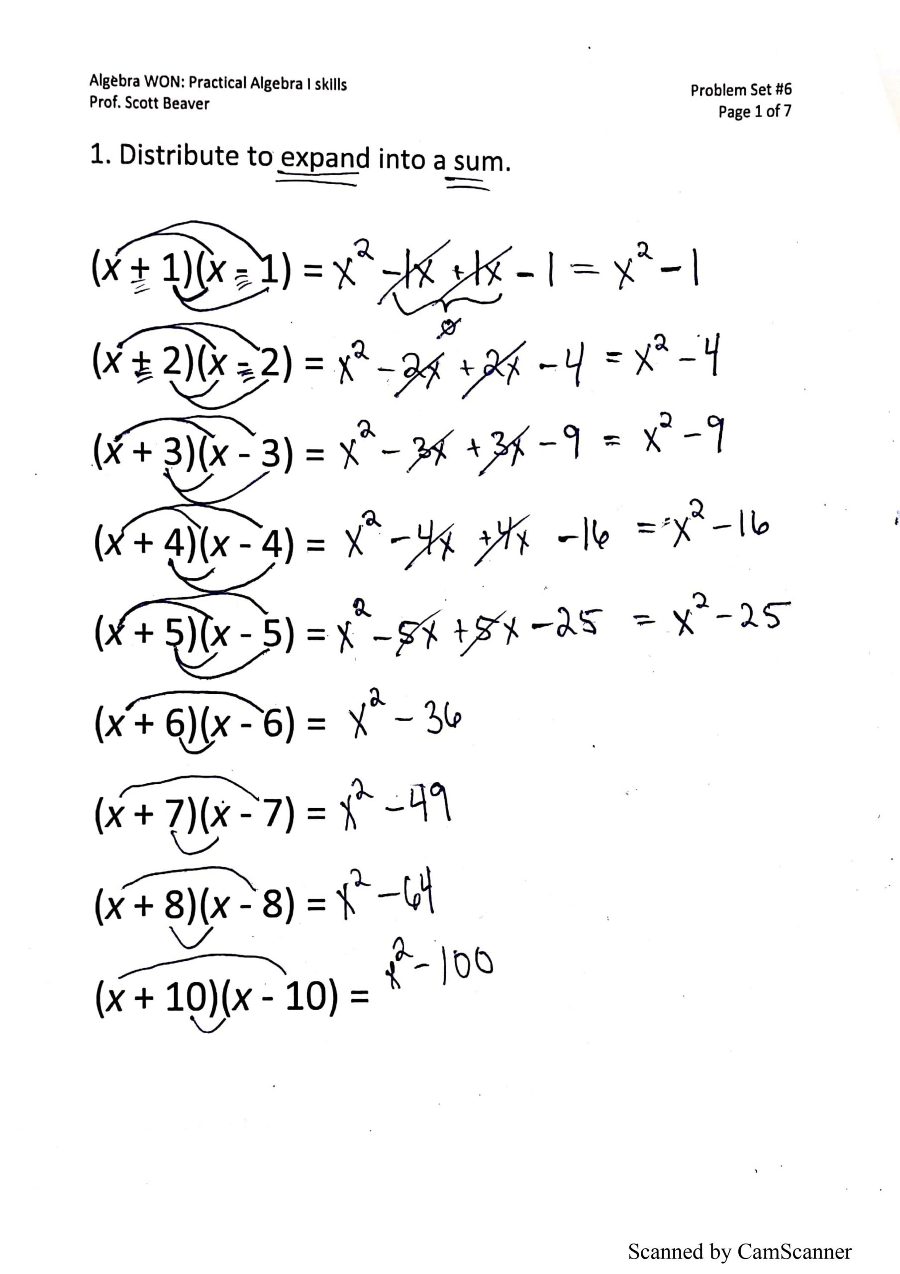 algebra worksheets with answers