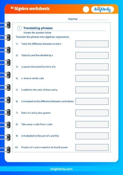 algebra i worksheets