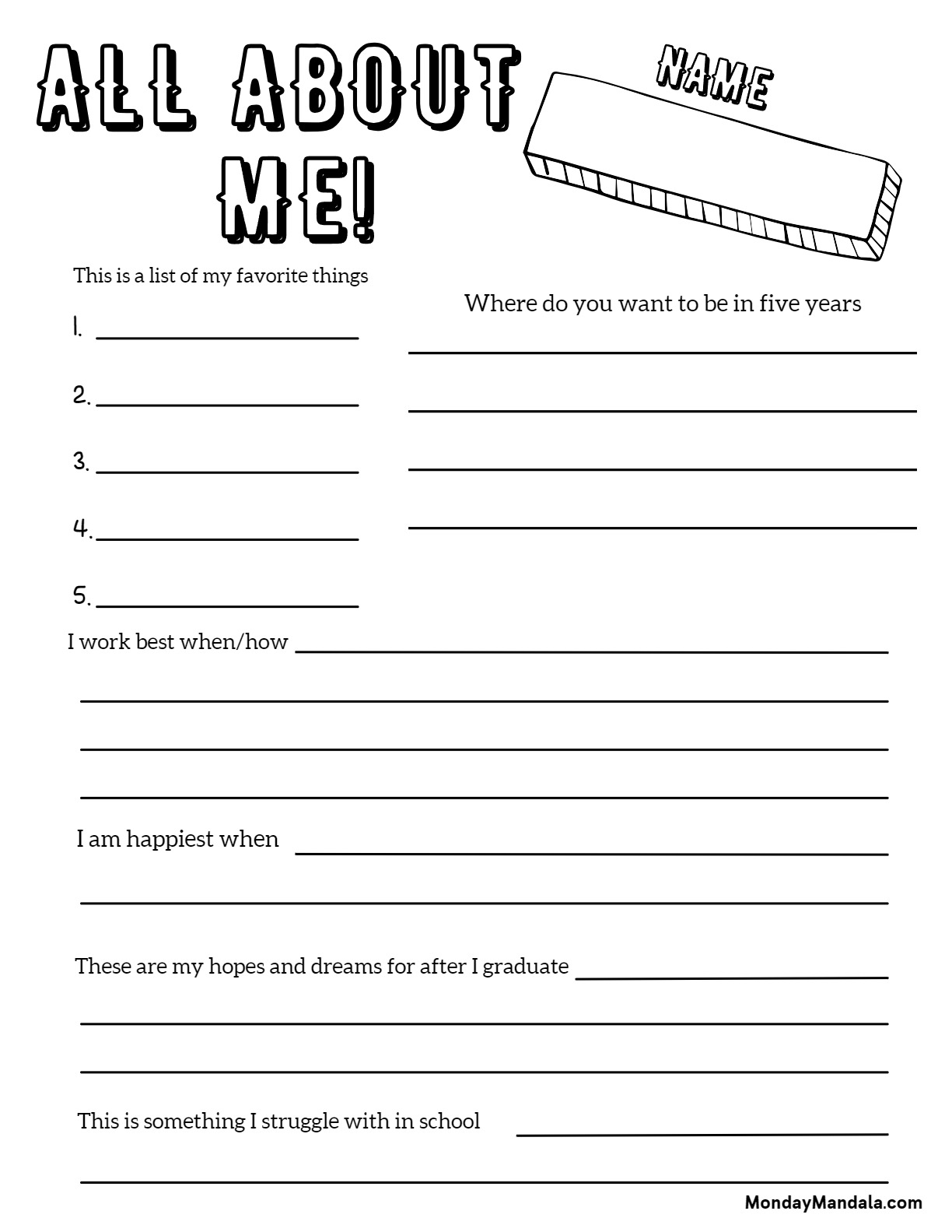 All About Me Worksheet For Adults PDF HappierTHERAPY Worksheets