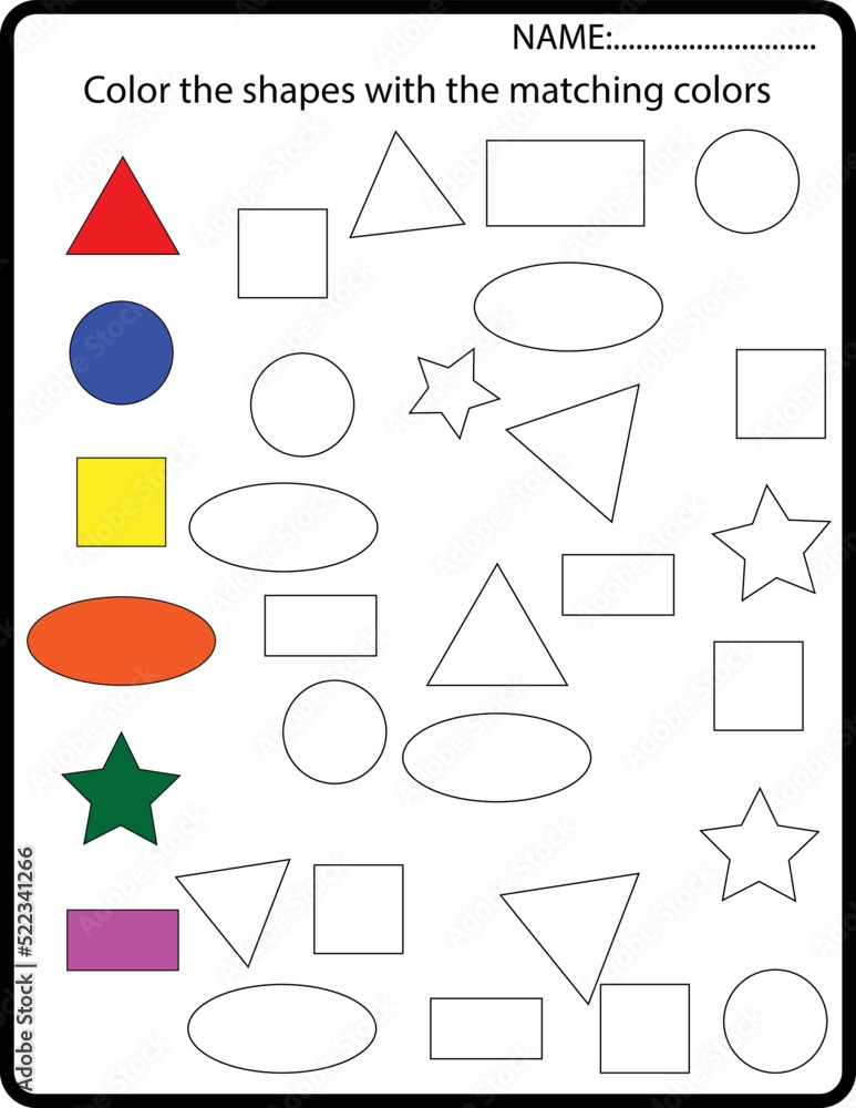 All About Shapes Trace And Color The Geometric Shapes Worksheet