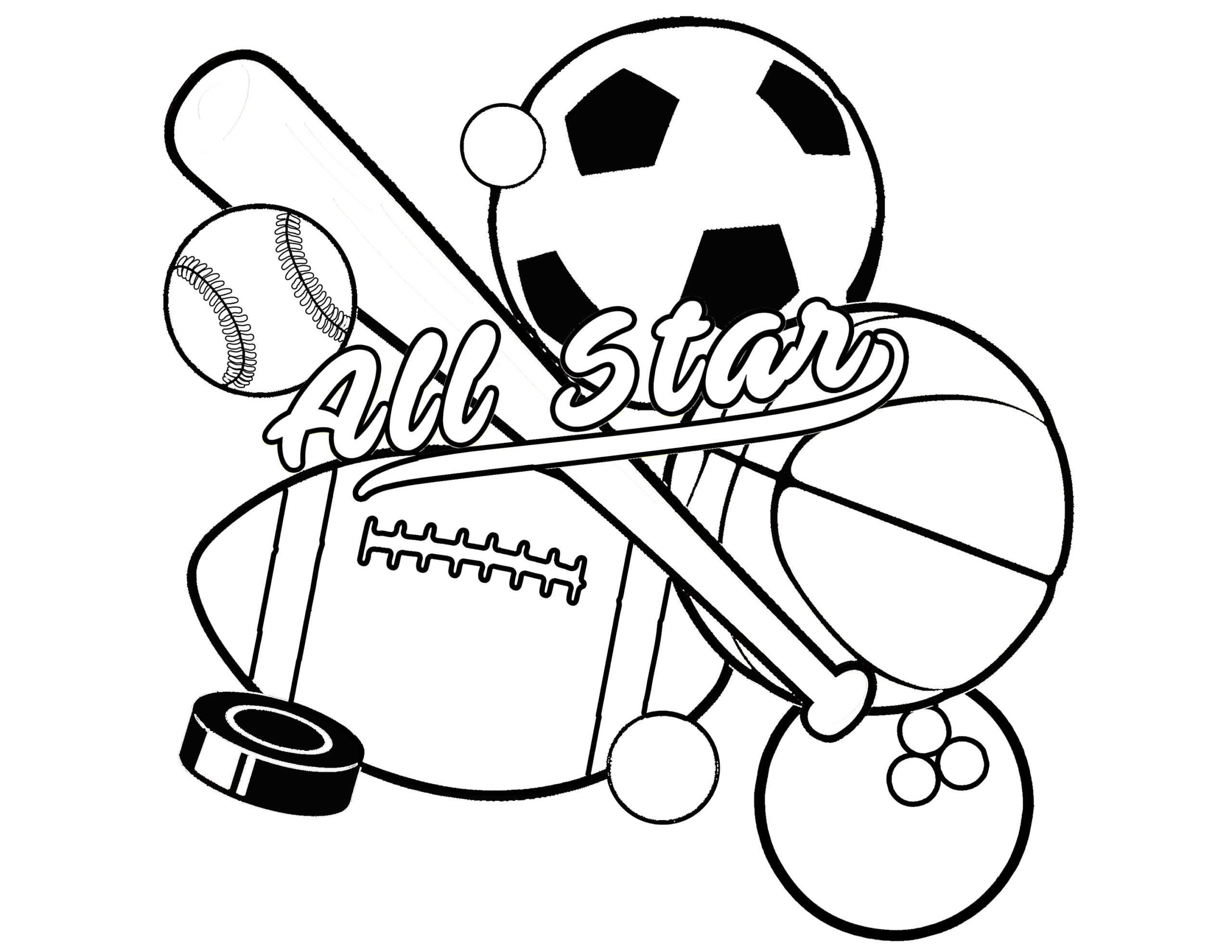 All Star Sports Balls Coloring Page For Kids Coloring Nation